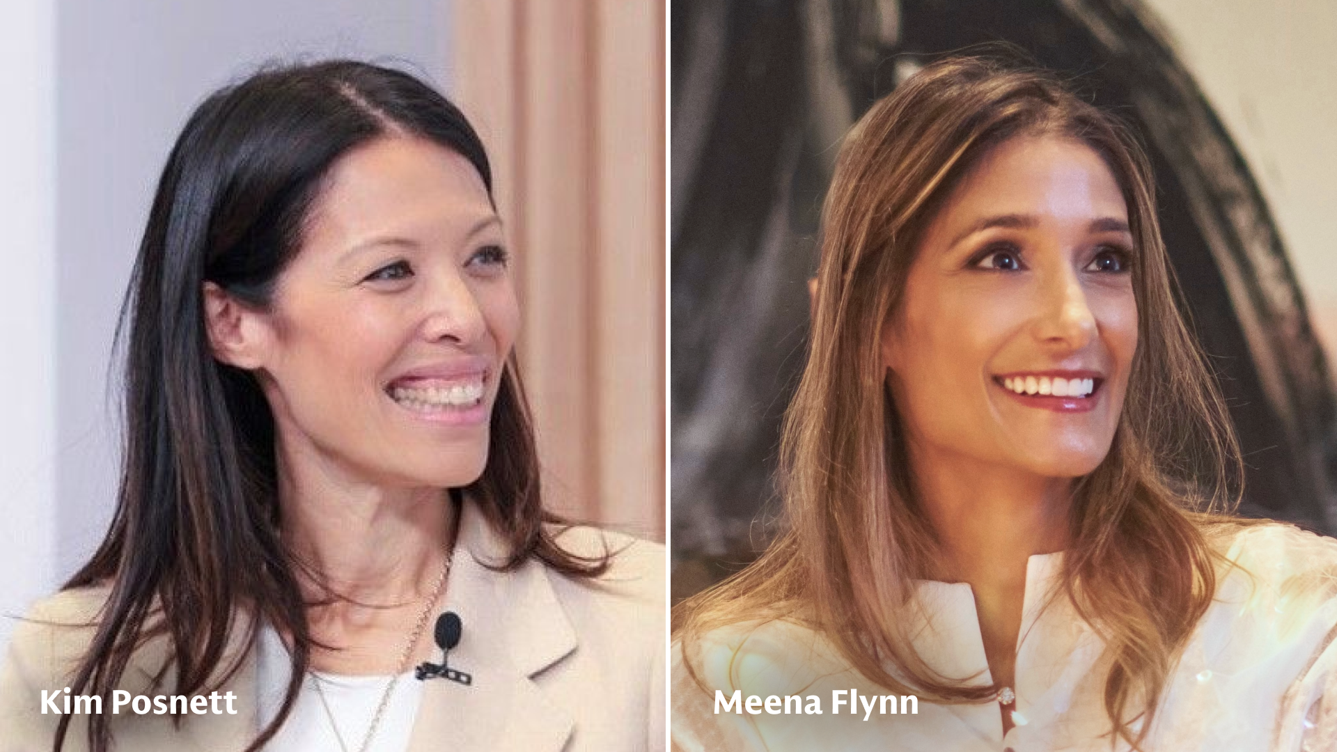 Portrait photos of Kim Posnett and Meena Lakdawala-Flynn