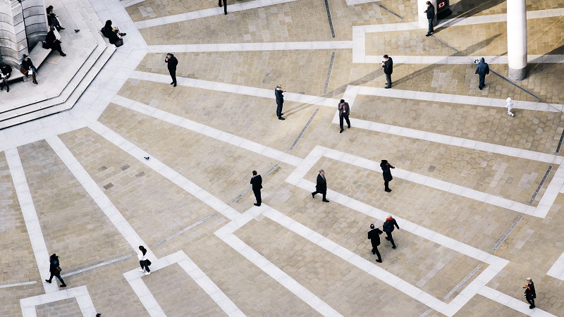 People walking in Paternoster Square in the City of London