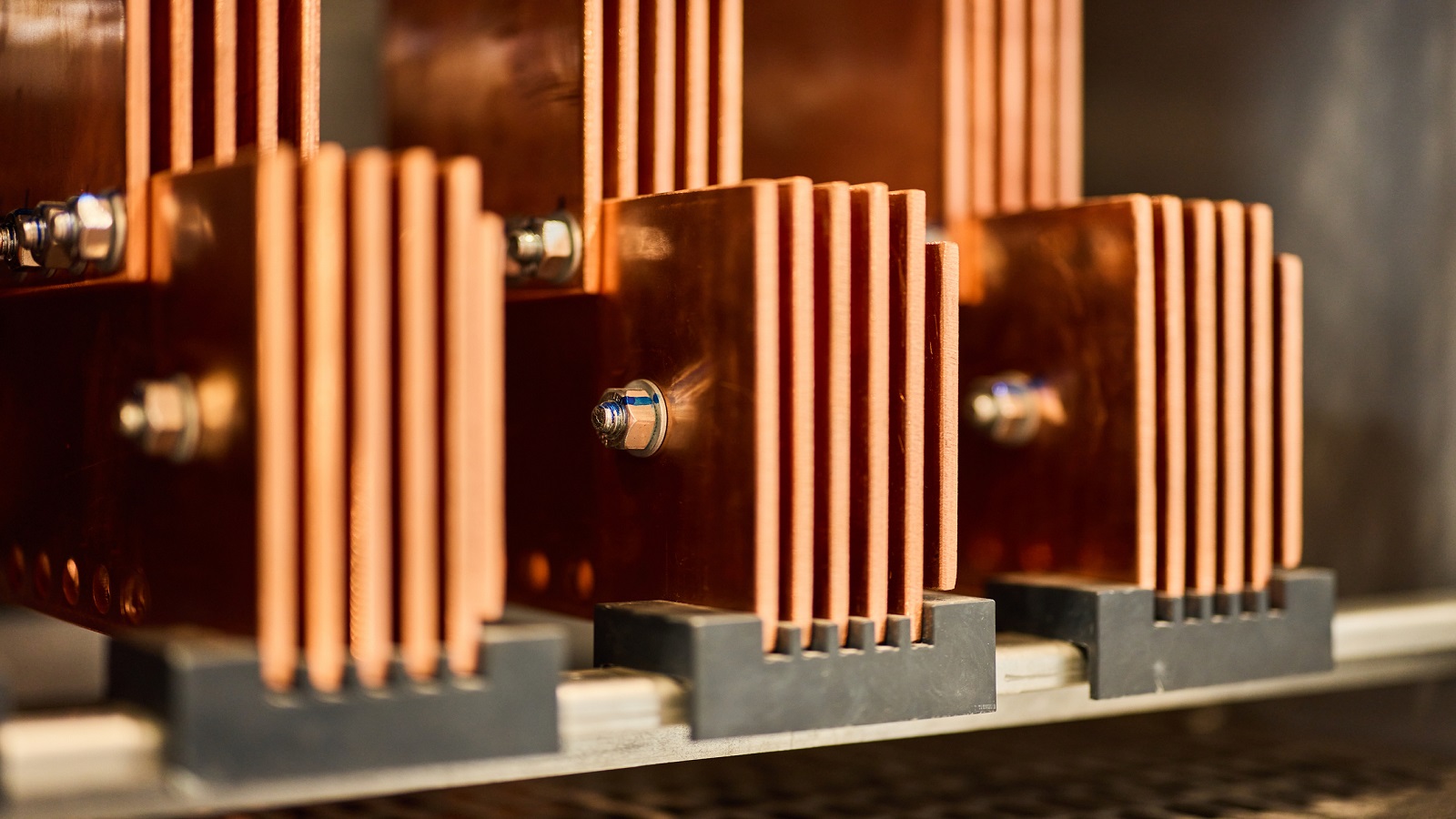 Photo of copper busbars in industrial power infrastructure