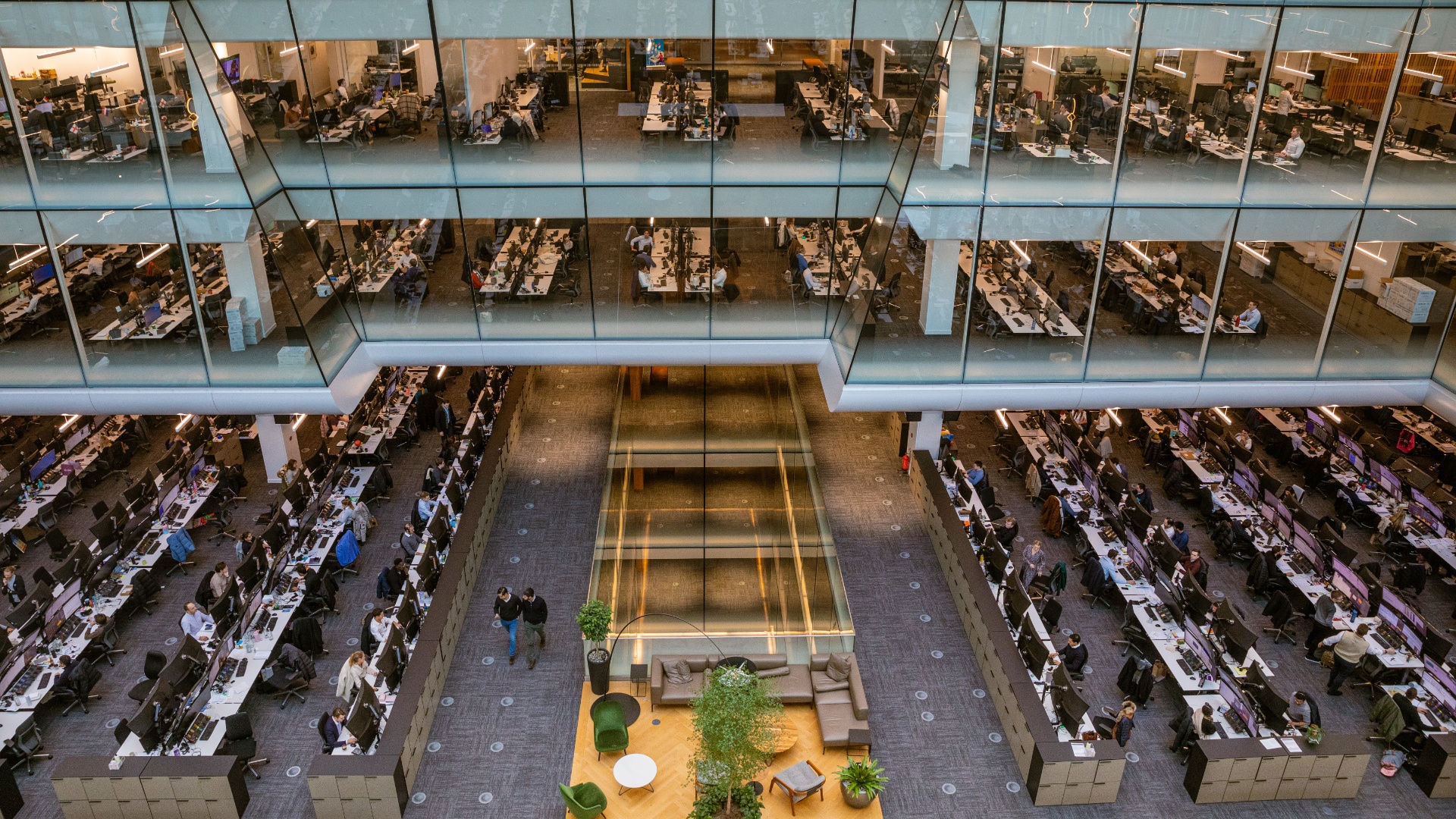 Financial professionals on a trading floor