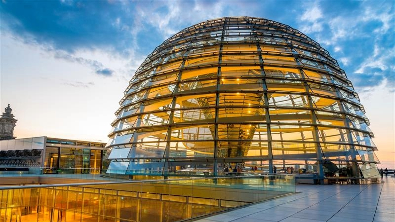 Photo of the Reichstag dome in Berlin.