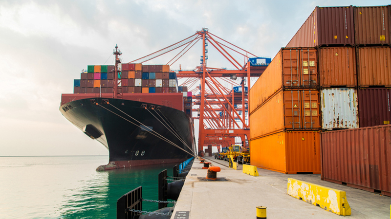 Cargo vessel in port