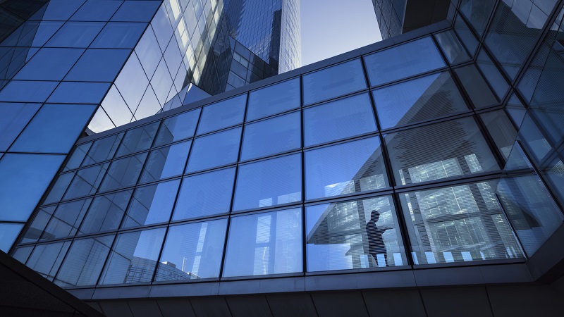 Photo of a person in an office building.