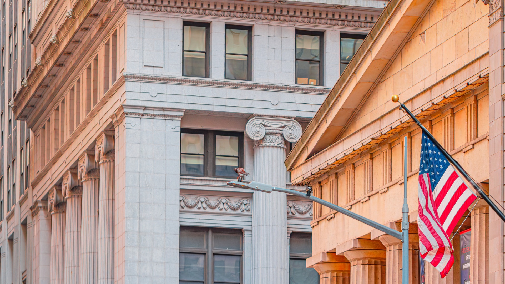 Photo of neoclassical architecture in downtown Manhattan.