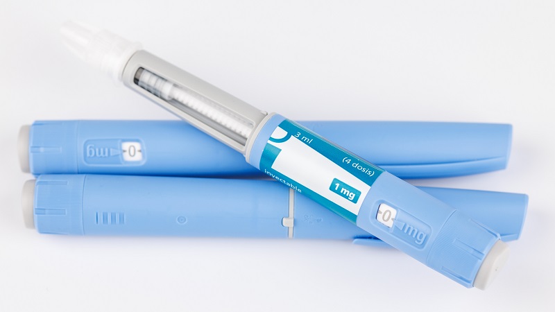 A graphic of a fictional GLP-1 anti-obesity injector.