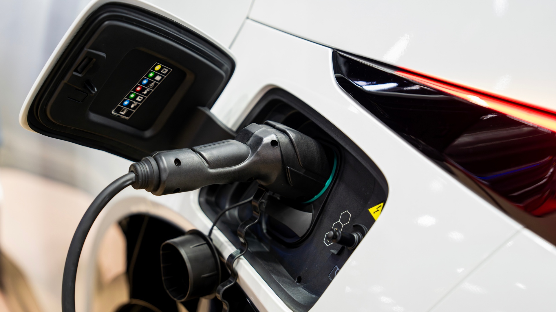 Photo of a charging electric vehicle.