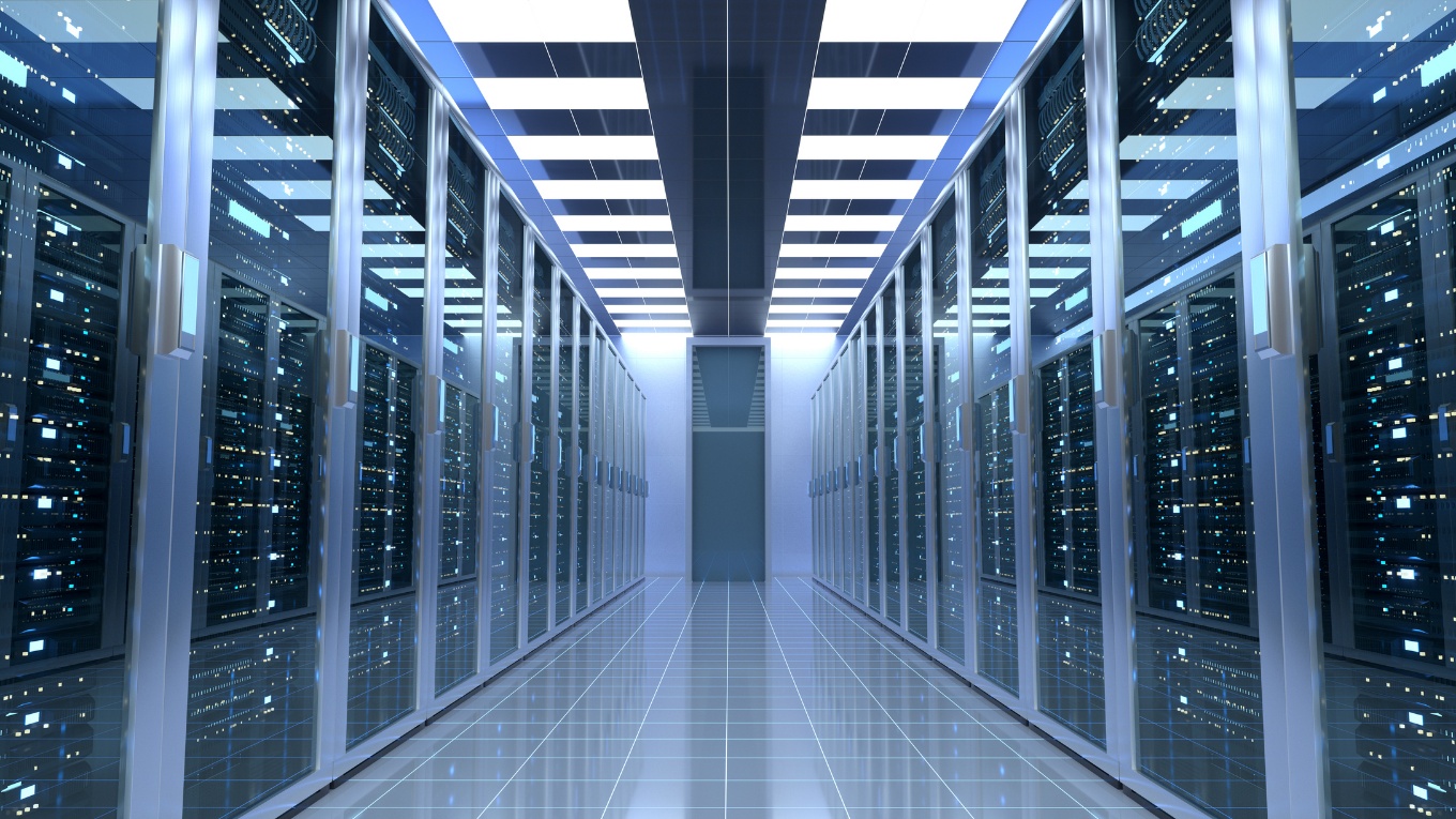 Stock image showing the interior of a data center