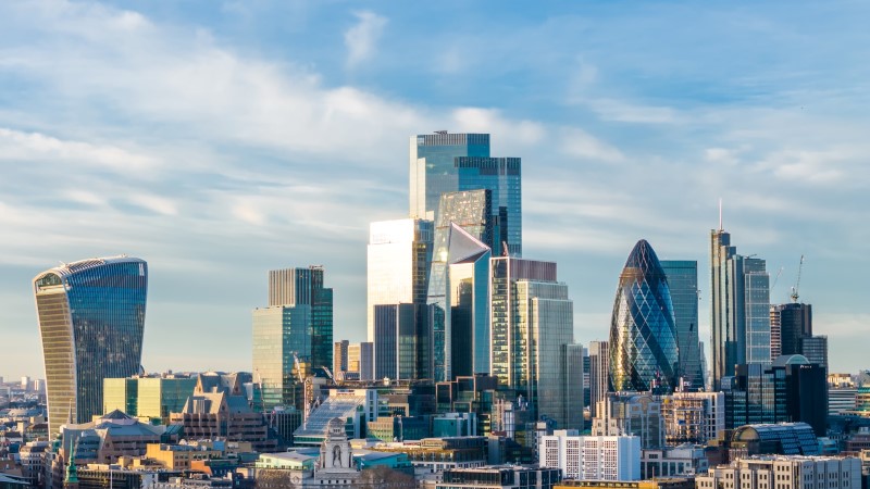 Photo of the City of London skyline.