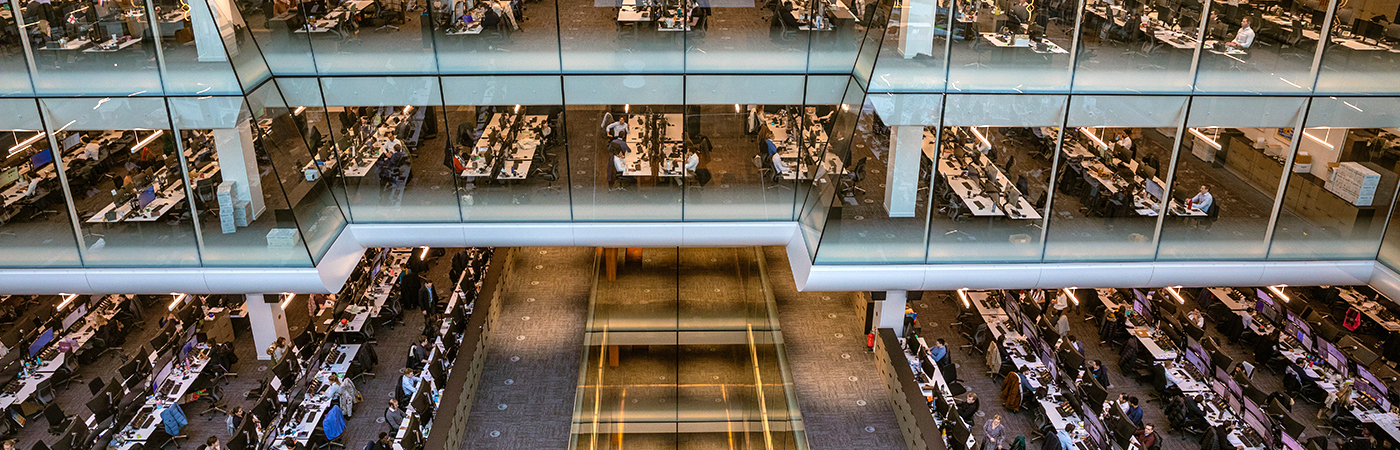 Overview of Goldman Sachs' London office  trading floor.