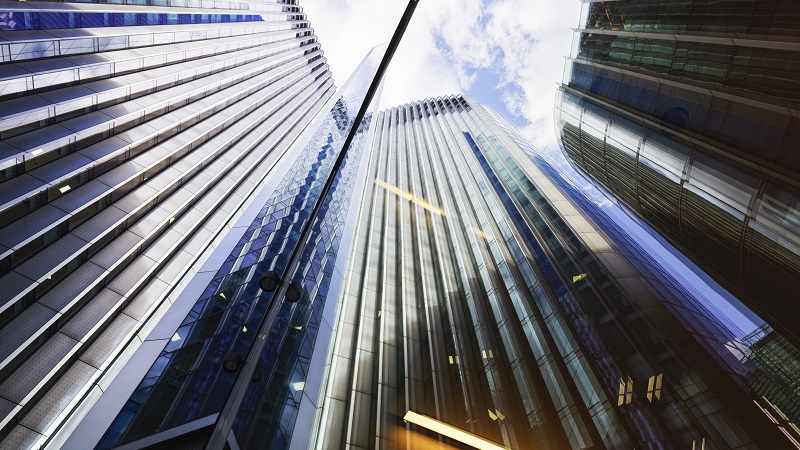Glass and steel financial towers in the City of London